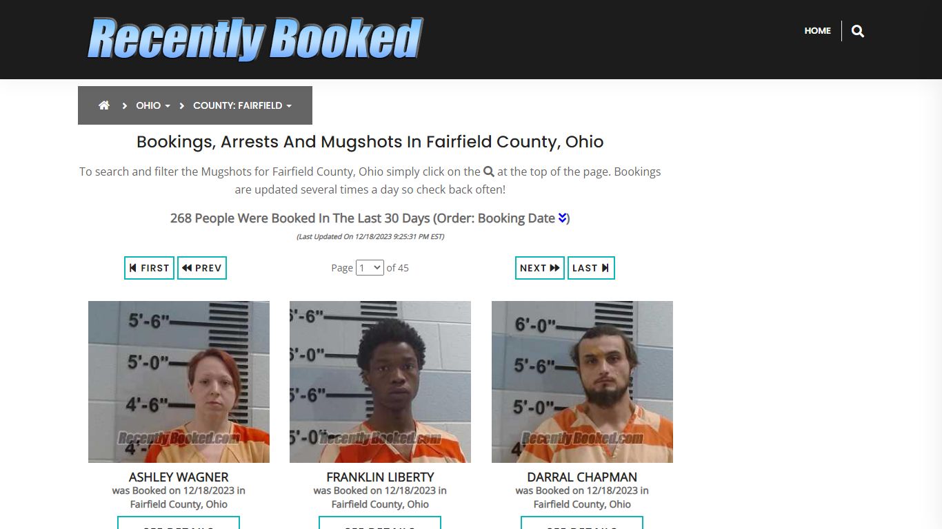 Recent bookings, Arrests, Mugshots in Fairfield County, Ohio